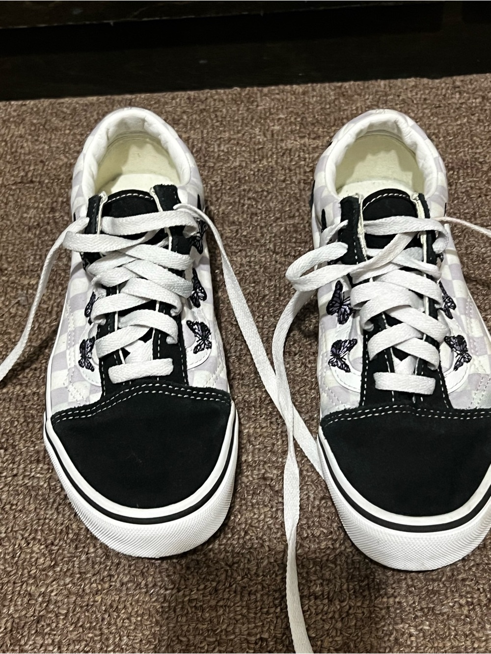 Vans Kids Black & White Butterfly Checkerboard Sneakers
